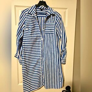 Tommy Hilfiger Blue and White Striped Shirt Dress